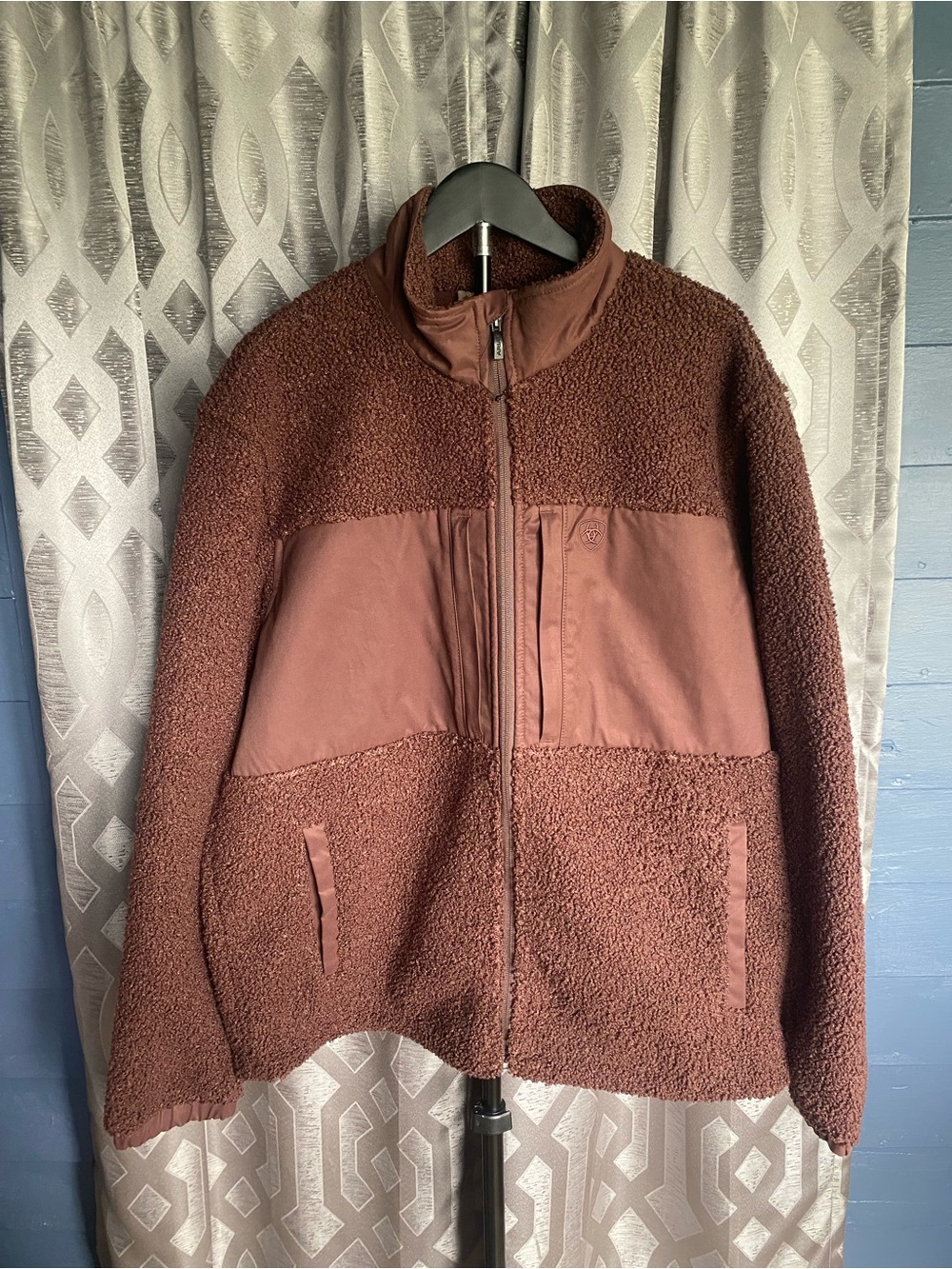 Ariat Odessa Sherpa Fleece Jacket Men’s L Dark Brown Western Full Zip NWOT